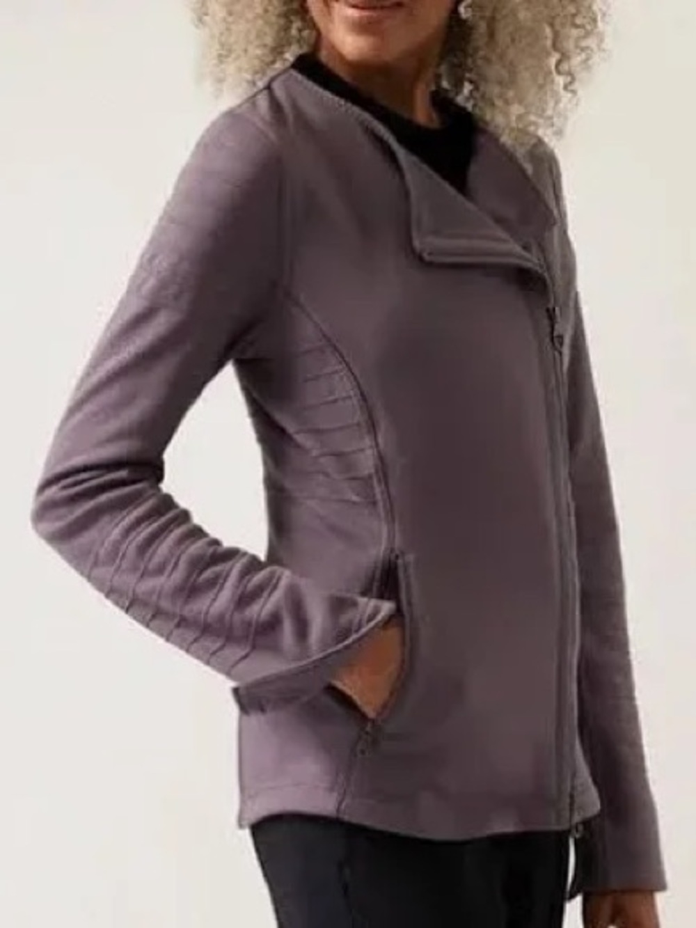 *ATHLETA* Purple Asymmetrical Zip-Up Long Sleeve Moto Jacket Size Medium